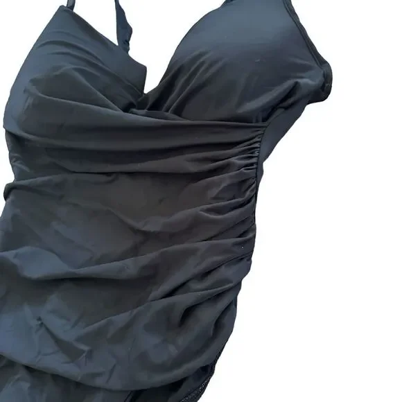 Miracle Suit Black Full Piece Sweetheart Neckline Modest Slimming Bathing Suit